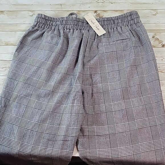 NEW NWT Charlie Paige Women's Pull-On Elastic Drawstring Waist Plaid Pants Sm Lg - Picture 5 of 11